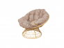 Кресло Папасан с ротангом бежевая подушка