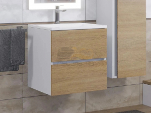 Тумба с раковиной Uperwood Barsa 50 см раковина белая-тумба белая/дуб сонома