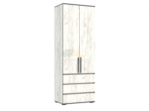Шкаф 2-х створчатый (800) с ящиками Норд Дуб Крафт Белый